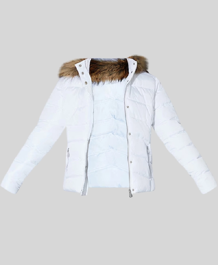 Pretty Little Thing White Hooded Puffer Jacket