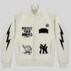 Protect Your Inner G Gang White Varsity Jacket back