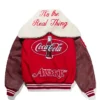 Red and Maroon Full-Snap Fleece Varsity Jacket