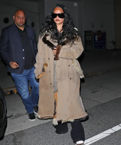 Rihanna Oversized Faux Fur Trimmed Coat