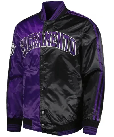 Sacramento Kings Purple-Black Fast Break Satin Jacket