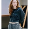Sadie Sink Cropped Black Hoodie