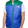 Seattle Seahawks Blue and Green Puffer Vest