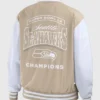 Seattle Seahawks Super Bowl LX Champions WEAR by Erin Andrews Tonal Full-Zip Bomber Jacket in Tan