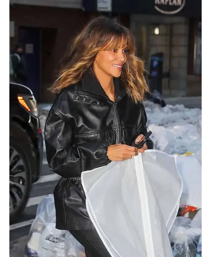Sharon Crime 101 2026 Halle Berry Black Leather Jacket
