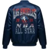 Shop NBA All-Star 2026 Printed Satin Blue Jacket For Sale