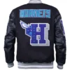 Shop Now Charlotte Hornets Black Letterman Wool Varsity Jacket