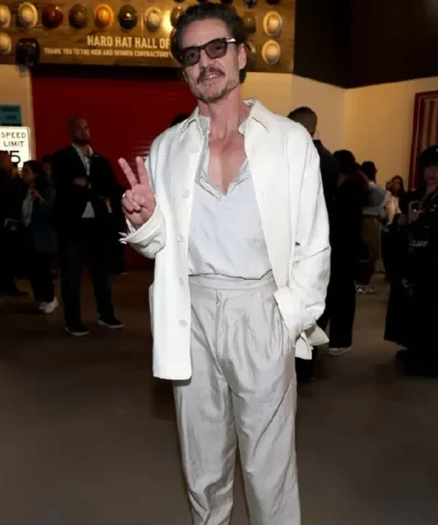 Pedro Pascal Super Bowl LX 2026 White Jacket