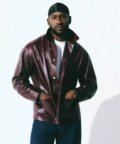 Skepta Casablanca SS26 Maroon Leather Jacket