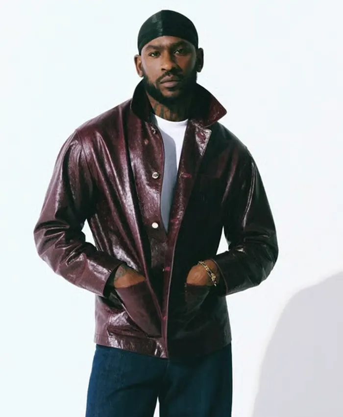 Skepta Casablanca SS26 Maroon Leather Jacket