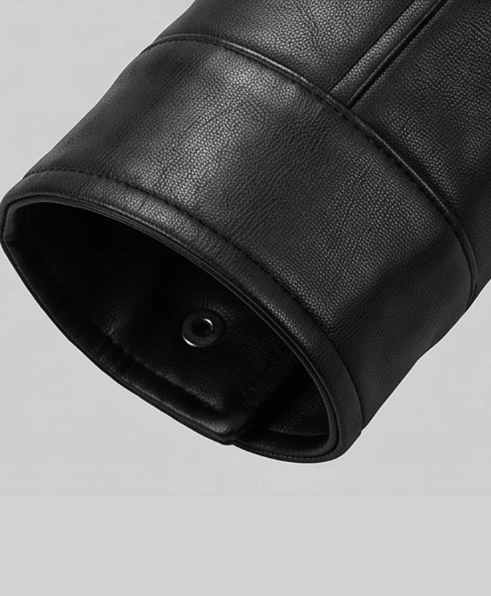 Sleek black leather outerwear with diamond quilting for a modern rugged look