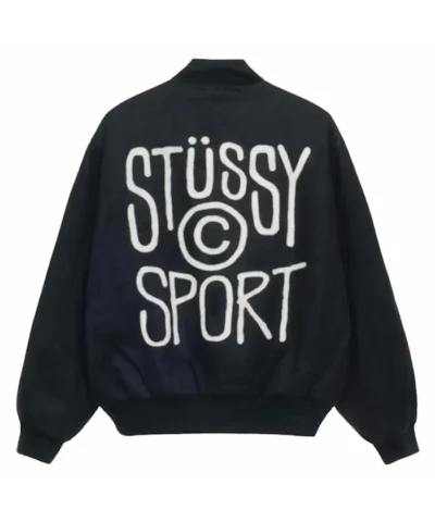 Stussy Sport Melton Varsity Jacket Black
