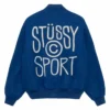 Stussy Sport Melton Varsity Jacket Blue