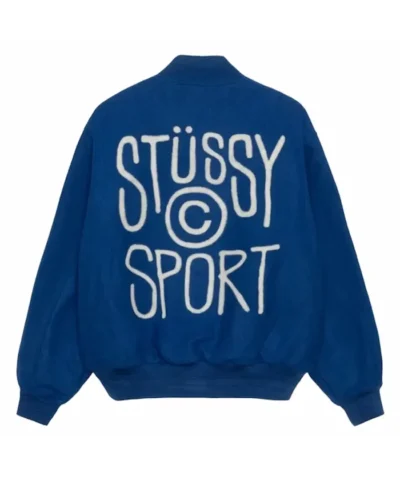 Stussy Sport Melton Varsity Jacket Blue