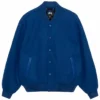 Stussy Sport Melton Varsity Bomber Jacket Blue