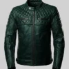 Stylish mens leather jacket featuring quilted detailing and premium sheepskin