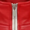 Stylish red and navy blue leather jacket with modern tailoring for a sharp appearance