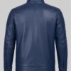 Stylish slim-fit biker jacket in navy blue, crafted from high-quality leather