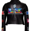 Super Bowl 2026 Womens Leather Moto Jacket