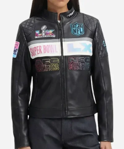 Super Bowl LX Moto Leather Jacket