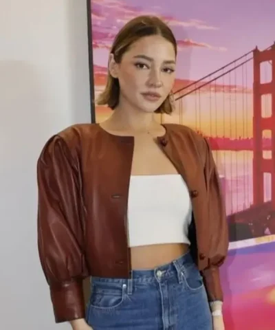 Super Bowl Madelyn Cline Brown Leather Jacket