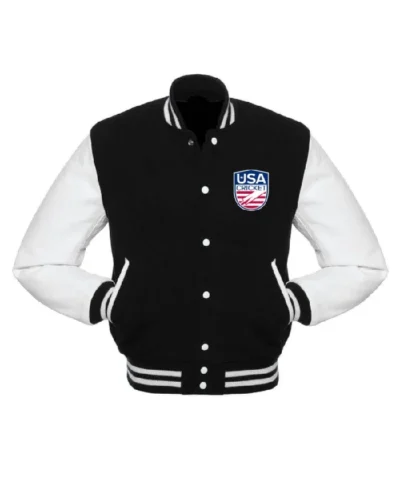 Team USA Cricket Varsity Black and White Jacket