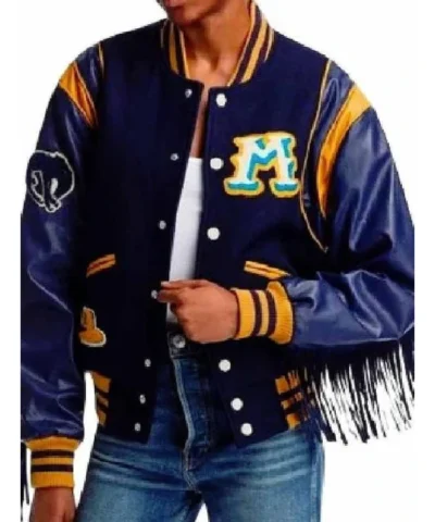 The Burbs Keke Palmer Fringe Varsity Jacket