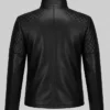 Trendy black diamond-quilted leather jacket for men with classic biker style