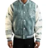 True Relgion Denim Print Retro Varsity Jacket