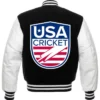 USA Cricket Varsity Black and White Jacket