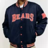 Unisex Chicago Bears Bomber Navy Satin Jackt