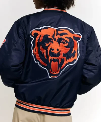 Unisex Chicago Bears Bomber Navy Satin Jcket
