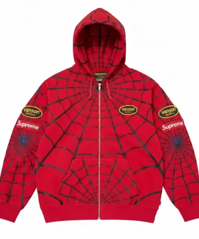 Vanson Leathers x Supreme Spiderman Hoodie red
