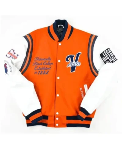 Virginia State University Motto 2.0 Orange Varsity Jacket