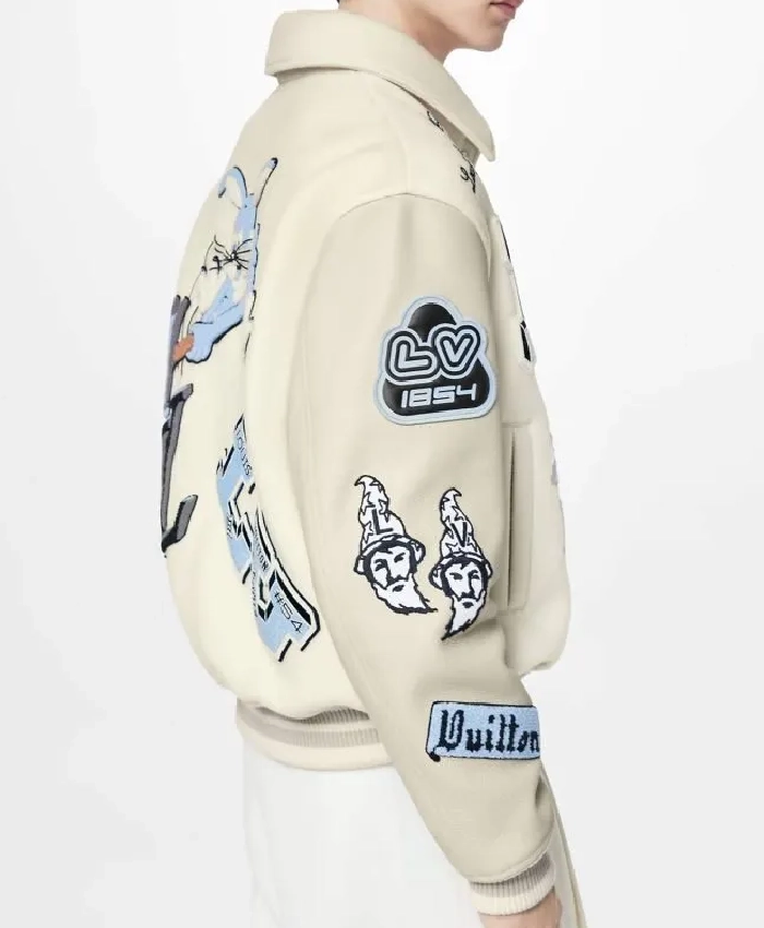 Vuitton Bunny Cream Varsity Jacket Left View