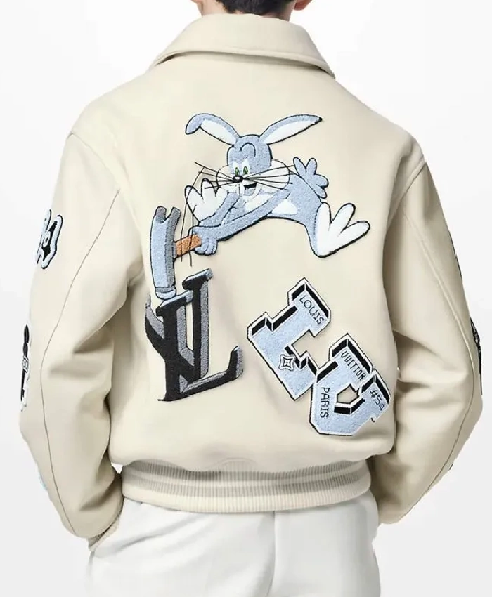 Vuitton Bunny Cream Varsity Jacket Back View