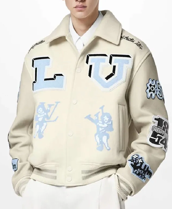 Vuitton Bunny Cream Varsity Jacket Front View