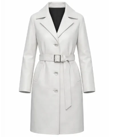 White Leather Trench Coat
