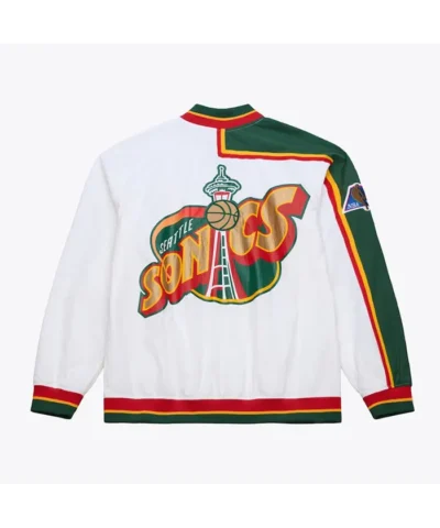 White Seattle Supersonics 1995-96 Full-Snap Nylon Jacket
