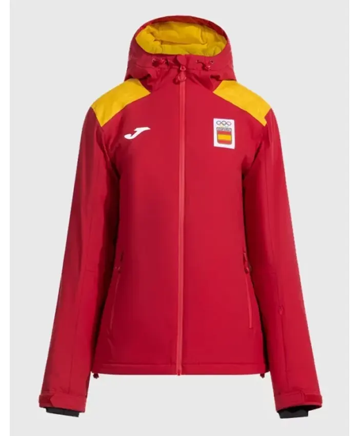 Winter Olympics Opening Ceremony Team Spain Red & Yellow Hooded Jacket