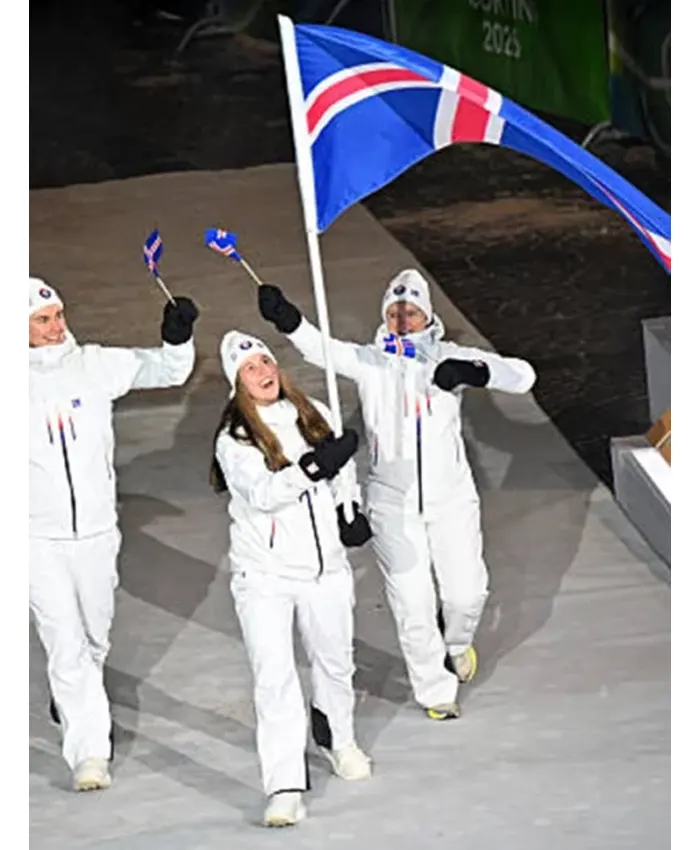 Milano Cortina Winter Olympics Opening Ceremony Team Iceland White Hooded Jacket