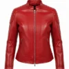 Women-s Premium Red Biker Leather Jacket