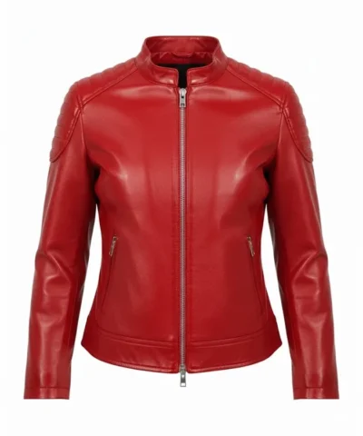 Women-s Premium Red Biker Leather Jacket