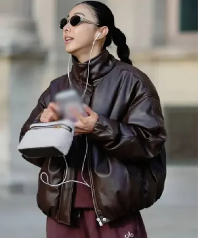 Yuwei Zhangzou Fashion Photo Session Bomber Leather Jacket