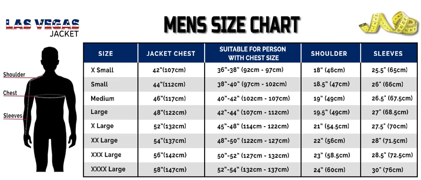 las vegas jacket mens size chart
