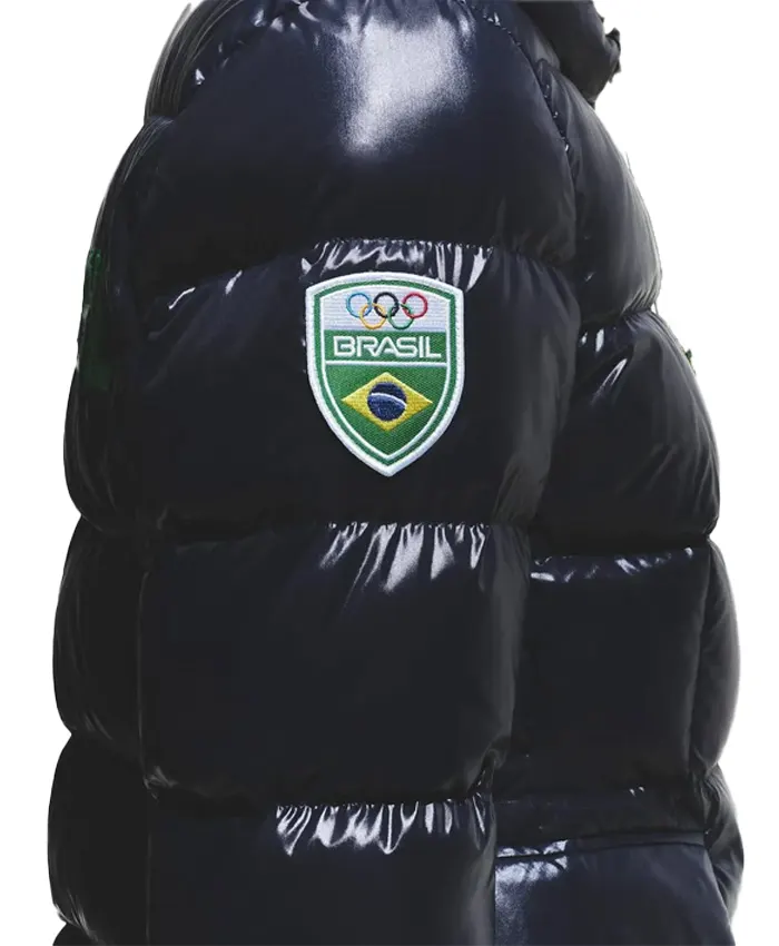 Milano Cortina Winter Olympics 2026 Team Brazil Black Puffer Jacket