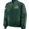 1919 Green Bay Packers Patch Bomber Full-Zip Green Satin Jacket For Sale 