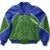 1991 Pelle Pelle World Peace Green and Blue Leather Jacket