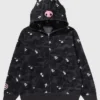 A Bathing Ape Kuromi 2026 Camo Full Zip Fleece Hoodie in Black