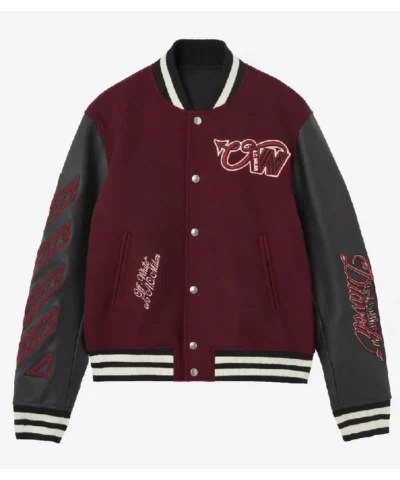 AC MILAN X Off-White Bordeaux Varsity Jacket